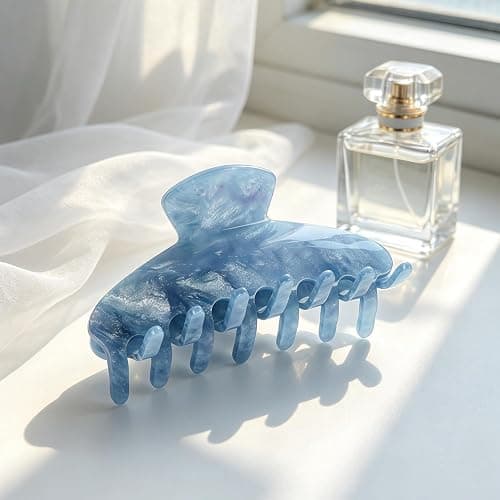 MAORULU Large Acetate Hair Claws - Premium Durable 4 Inch No-Slip Claw Clips for Thick Thin Hair | 1 Piece (Cloudy Blue) - Image 1