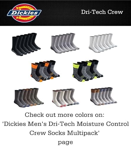 Dickies Men's Dri-Tech Essential Moisture Control Crew Socks (6 & 12 Pairs) thumbnail 4