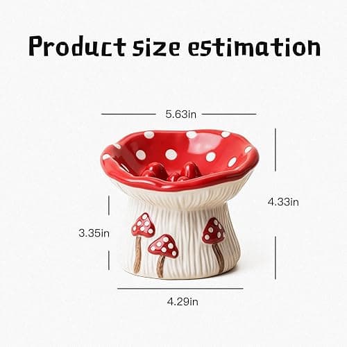 Cat Slow Feeder Bowl, Ceramic Slow Feeder Cat Bowls, Cute Mushroom Elevated Cats Bowl, Anti-Fatigue & Anti-Vomiting thumbnail 2