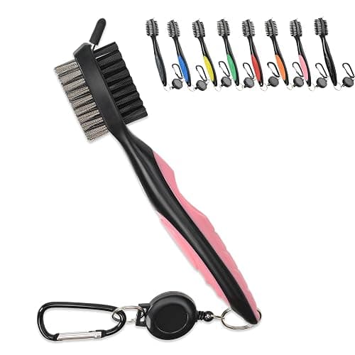 Mile High Life Golf Club Brush, Club Groove Cleaner with 2 Ft Retractable Extension Cord and Aluminum Carabiner, Golf Bag Accessories for Men and Women - Image 1