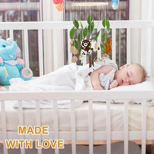 Woodland Ocean Mobile for Crib Jungle Baby Nursery Mobiles Forest Safari Toys for Crib Animals Woodland Nursery Decor for Baby Boys Girls Toys Room Decor (Land Animal) thumbnail 5