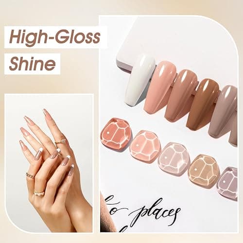 ROSALIND Nude Brown Gel Nail Polish Set, 12 Colors White Nude Brown Gel Polish Soak Off Classic Gel Polish Set for Nail Art Gift thumbnail 4