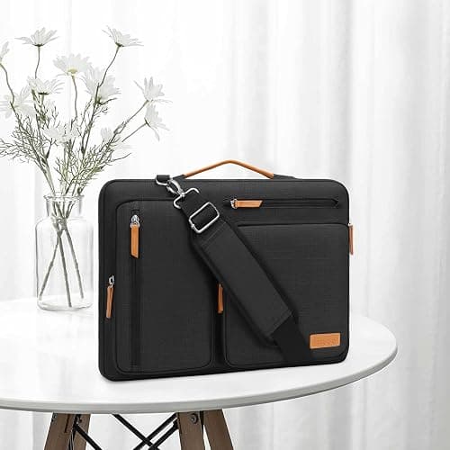 MOSISO 360 Protective Laptop Shoulder Bag,15-15.6 inch Computer Bags Compatible with MacBook Pro 16 inch, HP, Dell, Lenovo, Asus Notebook,Side Open Messenger Bag with 4 Zipper Pockets, Black thumbnail 8