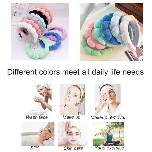 TYSSELY Spa Headbands for Washing Face Makeup Skin Care Headband Women Bubble Facial Beauty Headbands Puffy Shower Towel Band Hair Headband thumbnail 5