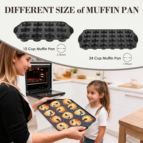 Baking Pans Set Nonstick, Bakeware Sets Stackable with Silicone Handles, AIVIKI 22 Pieces Oven Pan for Cooking Including Baking Cookie Sheet with Rack, Roast Pan, Cake Pan, Loaf Pan, Muffin Pan, Black thumbnail 7