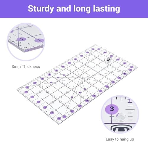 Headley Tools Rotary Cutter Set - 45mm Fabric Cutter, 5 Extra Rotary Blades, A3 Cutting Mat, Quilting Ruler and Sewing Clips, Craft Knife Set, Ideal for Crafting, Sewing, Patchworking, Purple thumbnail 7