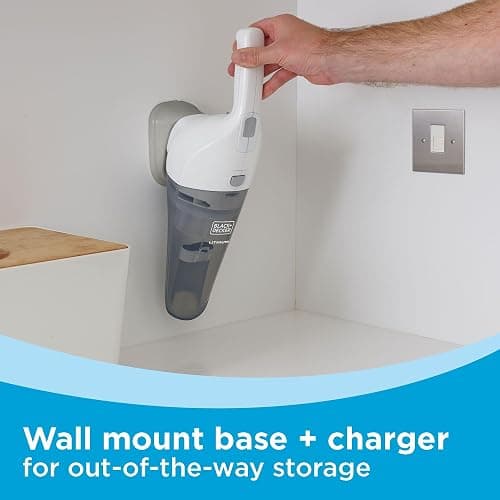 BLACK+DECKER Cordless Lithium Handheld Power Vacuum with Wall Mount Base and Charger, White (HNV220BCZ10FF) thumbnail 3
