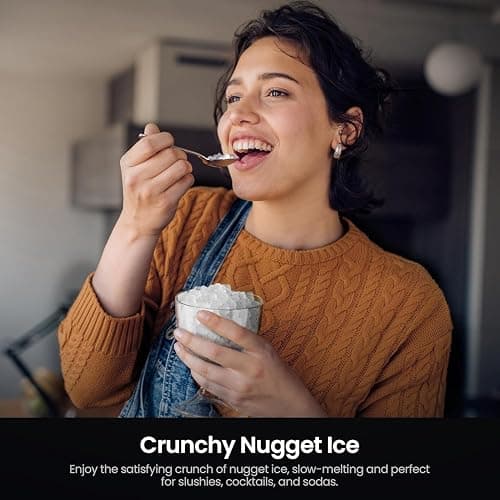 Kismile Nugget Ice Makers Countertop,Portable Ice Machine with Crushed Ice, 35lbs/Day,Self-Cleaning,One-Click Operation for Home Use(Silver) thumbnail 6