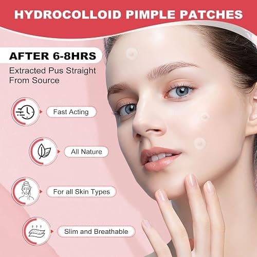 216 Counts Pimple Patches for Face, Hydrocolloid Acne Patches Zit Patches for Face Overnight Care Acne Spot Treatment Patch Cystic Acne Treatment Stickers Blemish Hydrocolloid Cover for all Skin Type thumbnail 4
