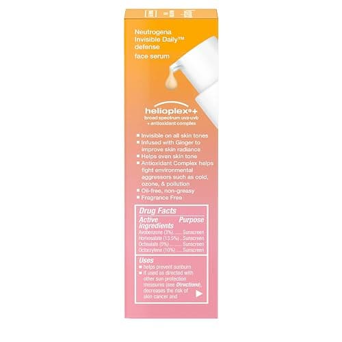 Neutrogena Invisible Daily Defense Broad Spectrum SPF 60, Antioxidants for Skin Glow, Hydrating Face Sunscreen Serum, Water Resistant (80 minutes), Oil-Free, Fragrance Free, Non Comedogenic, 1.7 Fl Oz thumbnail 6