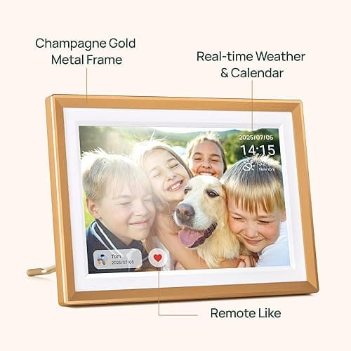 ARZOPA Digital Picture Frame WiFi 10.1" HD IPS Touch Screen Smart Metal Photo Frame Electronic Free Arzopa App Custom Picture Frame for Gifting Easy Share Unlimited Photos Videos - D10 Gold thumbnail 8