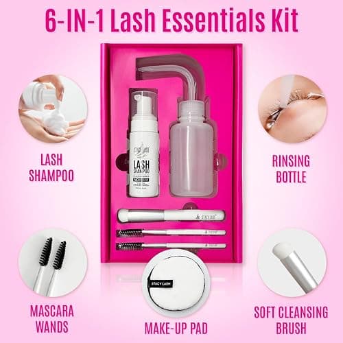 STACY LASH Lash Shampoo Kit Foaming Cleanser with Eye Lash Spoolies & Rinse Bottle & Cleansing Pad & Brush for Eyelash Extensions & Clusters & Natural Eyelashes thumbnail 2