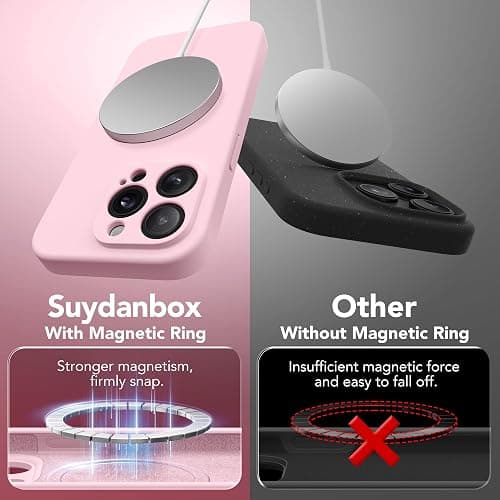 SuydanBox Magnetic for iPhone 15 Pro Max Case, Compatible with MagSafe, [Full Camera Protection][Screen Protector] Silicone Shockproof Protective Phone Case for iPhone 15 Pro Max 6.7", Chalk Pink thumbnail 8