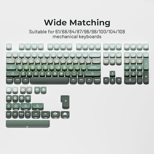 XVX Matcha Wagashi PBT Keycaps-MOA Keycap, Custom Keyboard Keycaps 60 65 75 100 Percent, 5 Side Dye Sublimation Keycap, 132 Keys Key caps Set for Cherry Gateron MX Switches Keyboards, Gradient Green thumbnail 3
