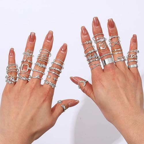 CHICUTIE Gold Knuckle Rings Set For Women Stackable Joint Finger Midi Rings Dainty Cubic Crystal Zirconia Simple Hollow Twist Cute Rings Pack Jewelry Gift thumbnail 2
