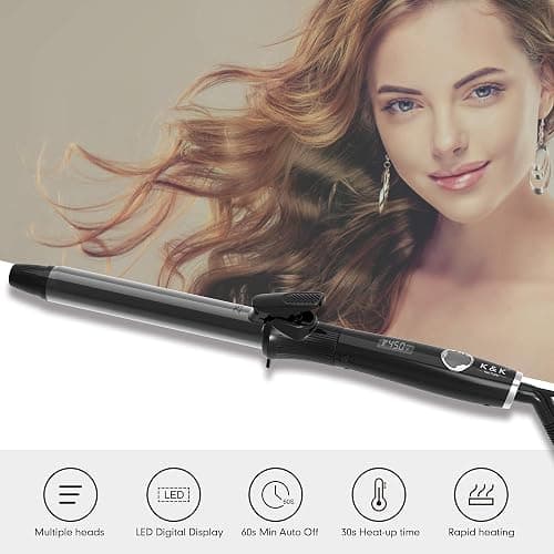1 1/4 Inch Curling Iron with Clipped Tourmaline Ceramic Barrel Professional 1.25 Inch Hair Curler up to 450°F Dual Voltage for Traveling 60 Mins Auto Off Suit for Different (Black, 1.25 Inch) thumbnail 5