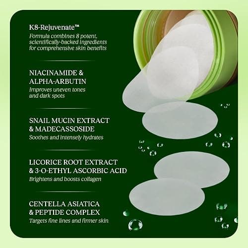 JiYu Toning Polish Pads - Korean Skincare for Dark Spots, Wrinkles & Dull Skin - Hydrating Facial Treatment with Snail Mucin, Niacinamide, Peptides & Centella - 100 Count thumbnail 5