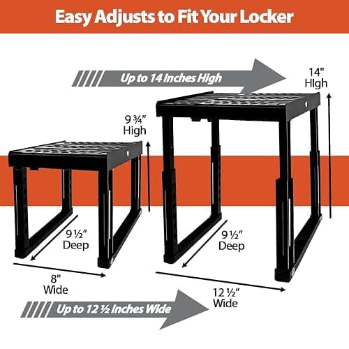 Piffny Locker Organizer Shelf， Adjustable Width and Height, Ideal Locker for School, Office, and Gym Lockers… (White), PLKSLF01 thumbnail 2