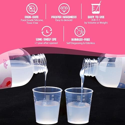 Liquid Silicone for Taba Squishy Kit - 200g 1:1 AB Ratio Mixed Super Soft Silicone Rubber for Squishy Maker, Perfect DIY Stress Relief Gift Making Kit for Taba Squishy, Taba Bear, Flocking Cat's Paw thumbnail 4