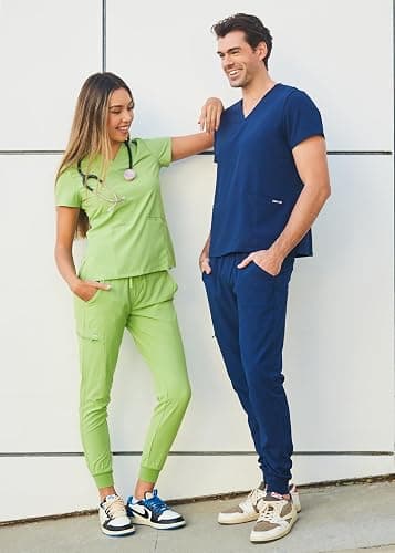 Dagacci Medical Uniform® Scrub Set – V-Neck Scrub Top & Elastic Jogger Pant Scrubs for Women Set and Men Unisex 8 Pockets thumbnail 5