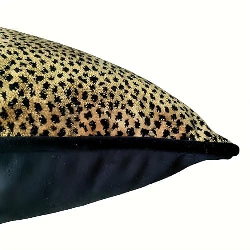 1pc luxury palace royal contemporary pillow cover, Leopard dot black and gold animal pattern single-sided high-precision jacquard velvet cutting process with zipper 18 x 18 inches (no pillow core) thumbnail 6