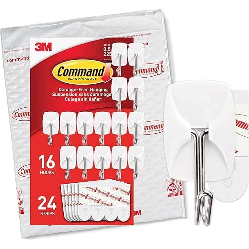 Command Small Wire Toggle Hooks, 16 Hooks and 24 Command Strips, Damage-Free Hanging Wall Hooks with Adhesive Strips, Adhesive Hooks for Hanging Christmas Decorations, Holds up to 0.5 lb - Image 1