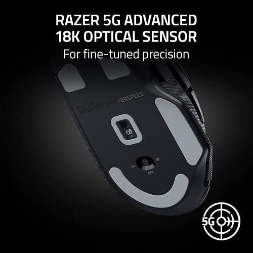 Razer Basilisk V3 X HyperSpeed Customizable Wireless Gaming Mouse: Mechanical Switches Gen-2-5G Advanced 18K Optical Sensor - Chroma RGB 9 Programmable Controls 535 Hr Battery Classic Black thumbnail 5