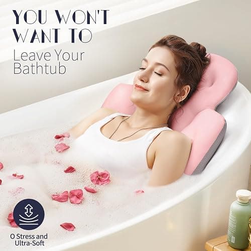 Full Body Bath Pillow for Bathtub, Thick Bathtub Cushion with Laundry Bag, Luxury Tub Pillow for Bath for Headrest Neck and Back Support Pink 51" x 16" thumbnail 5