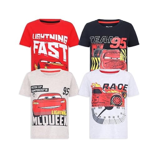 Disney Pixar Cars Lightning McQueen Boys 4 Pack T-Shirt for Toddler and Big Kids - Image 1