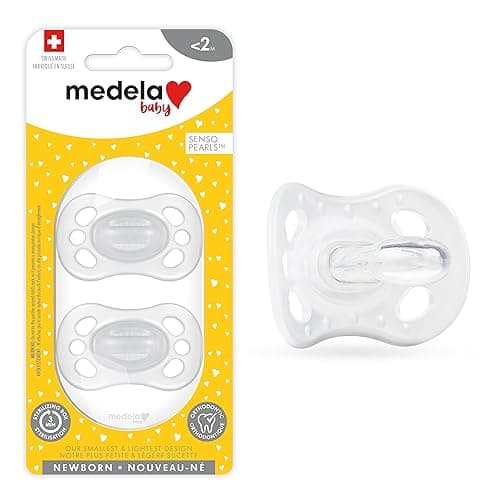 Medela Baby Pacifier | Newborn 0-2 Months | 2-Pack | Includes sterilizing case | Silicone- and BPA-Free | Supports Natural Suckling | Clear - 0-2 Month (Newborn) - Transparent (Newborn)