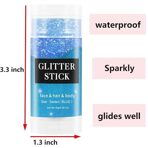 MEICOLY Blue Face Body Glitter Stick,Blue Hair Face Glitter Makeup,Mermaid Chunky Glitter Face Paint,Waterproof Sparkle Festival Rave Accessories for Women thumbnail 2