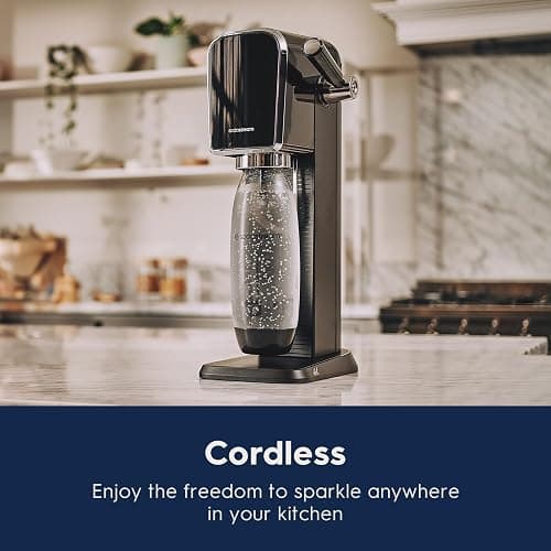 SodaStream - ART Sparkling Water Maker | STARTER KIT | CQC CO2 system | Includes 1x CO2 Cylinder, 1x32 & 1x16 Fl Oz Dishwasher Safe Bottles, 1x Bubly Flavor Drop | Combine with Pepsi Flavors | Black thumbnail 6