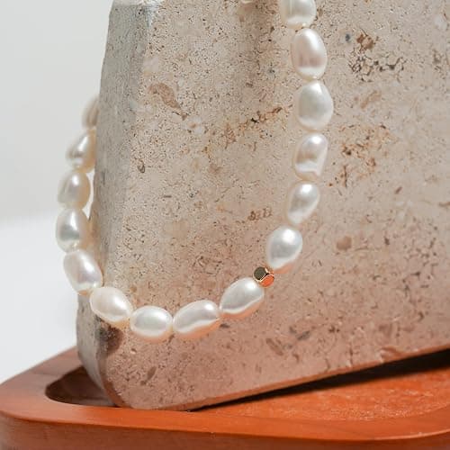 BEMDOFIG Irregular Baroque Pearl Bracelets Pearl Bangle 18K Gold Plated Buckle Freshwater Pearl Bracelets Everyday Jewelly for Women thumbnail 5