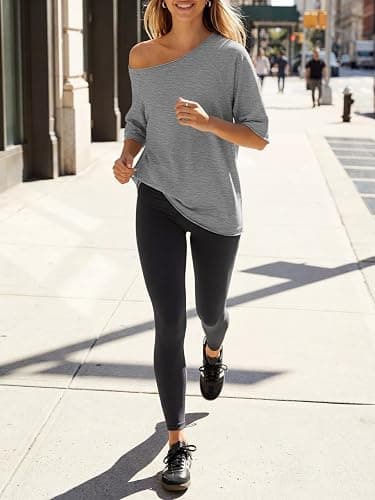 Fisoew Womens Off The Shoulder Tops Oversized Short Sleeve T-Shirts 2026 Summer Spring Casual Fashion Tees thumbnail 5