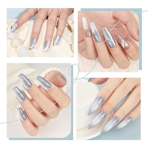 Bevimee Cat Eye Gel Nail Polish Moonlight Magnetic Nail Polish Silver Glitter Mirror Glass Smoothie Cateye UV Gel Polish Holographic for Nail Art Manicure DIY at Home 1PC 12ML thumbnail 5