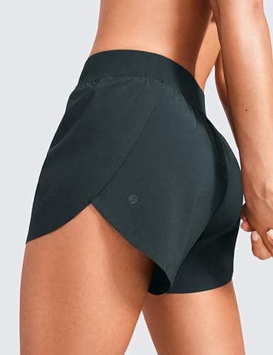 CRZ YOGA Mid Waisted Dolphin Athletic Shorts for Women 4" Lightweight High Split for Gym Workout with Liner Quick Dry thumbnail 4