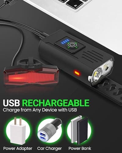 Victoper Bike Light, High Lumens Super Bright Bicycle Lite, 6+4 Modes USB Rechargeable Bike Headlight & Taillight Set, Waterproof Safety Bike Front & Rearlight for Road, Mountain, Night Riding thumbnail 6