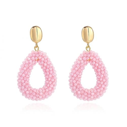 Boho Ohrringe hängend für Damen,Tropfenförmige Reisperlen Leichte Ohrringe Eleganter Hingucker für Frauen Modischer Schmuck - Image 1