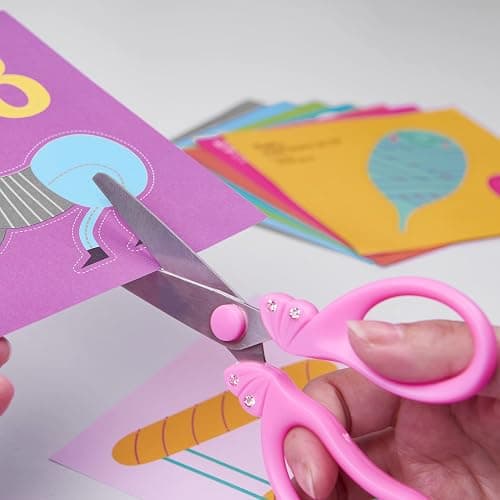 PINK Safety Blunt Tip Scissors for Kids, Ages 5-8 & 8-10 for Girls | Rounded Edge & Ergonomic Handles for Small School Student Children Toddler Classroom Cutting Paper,Home DIY thumbnail 5