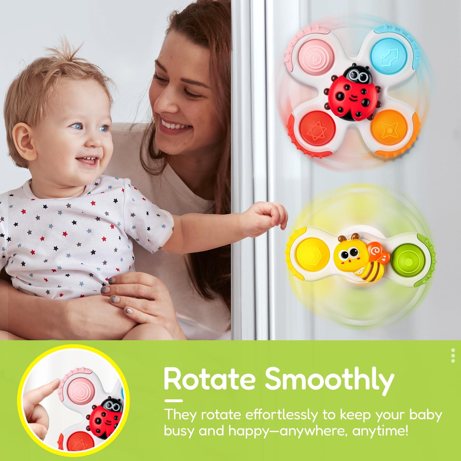 ALASOU Pop Suction Cup Spinner Toys for 1 Year Old Boy Girl Gifts thumbnail 9