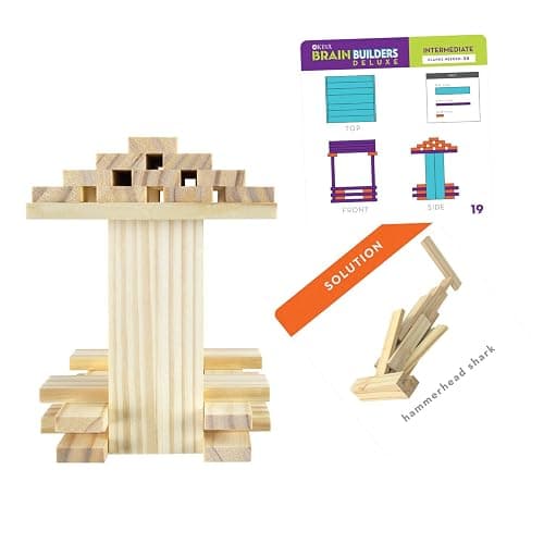 MindWare Keva Brain Builders Deluxe: STEM Building Toy Includes 75 KEVA Planks, 40 Puzzle Cards, 8 Design Cards, 3D Building Skills for Kids - Ages 7+ thumbnail 7