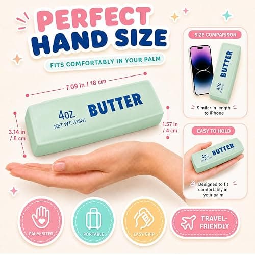 Premium Crunchy Butter Squishy Toy, Realistic Butter Stress Ball with Satisfying ASMR Crunch Sound, Bead Filled Slow Rising Sensory Fidget Toys, Anxiety Relief Gift for Office Home (Mint Green) thumbnail 2