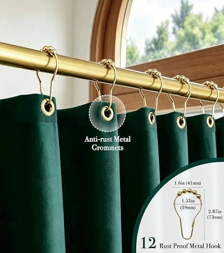 MAMUSE Ruffle Shower Curtain for Bathroom - Cute Aesthetic Decorative Modern Girly Unique Girls Design Pretty Women Waterproof Velvet Cortinas de Baño Bathtub 72 x 72 Inch, Dark Green thumbnail 4