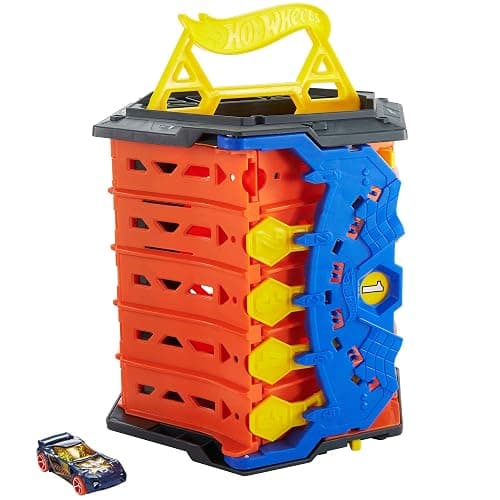 Hot Wheels Track Builder Action, Roll Out Raceway, Track Set with 5 Lane Racetrack and Toy Storage Bucket, Includes 1 Toy Car, Toys for Ages 4 to 10, One Pack, HGK41 thumbnail 6