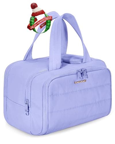BAGSMART Travel Toiletry Bag, Crush Toiletry Bag for Women, Wide-open Puffy Toiletry Bags for Traveling, Large Travel Cosmetic Makeup Bag Organizer for Accessories,Toiletrie, Purple - Image 1