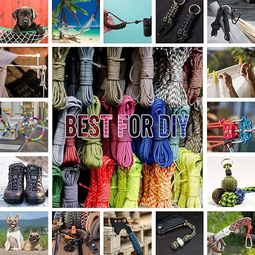 HERCULES Type III Paracord 550 Paracord Rope Parachute Cord, 50' Black for Survival Rope, Survival Cord thumbnail 5
