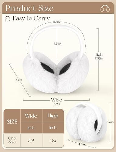 Lainlight Earmuffs for Women Winter Warm Foldable Ear Muffs Faux Fur Cute Fuzzy Ear Warmers for Girls Women thumbnail 2