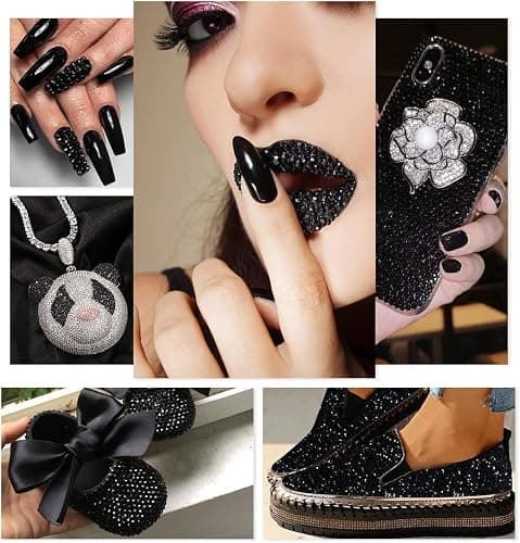 qiipii 28 Types Black White Silver Clear Jelly Resin Rhinestones w B7000 Glue for Bedazzling Crafting 3-6mm Flatback Stones Gems Diamonds Crystals for Face Makeup Crafts Tumblers Bottles Clothes Shoes thumbnail 6