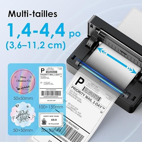 KNAON Imprimante d'étiquettes Bluetooth DHL 4 x 6 - Imprimante d'étiquettes d'expédition - Imprimante thermique pour Etsy, Shopify, Amazon - Noir thumbnail 3
