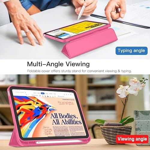 iMieet iPad (A16) Case 11th Gen/iPad 10th Generation Case [11-Inch 2025/10.9 Inch 2022] with Pencil Holder, Trifold Stand Smart Cover with Soft TPU Back,Auto Wake/Sleep(Watermelon) - Watermelon thumbnail 3